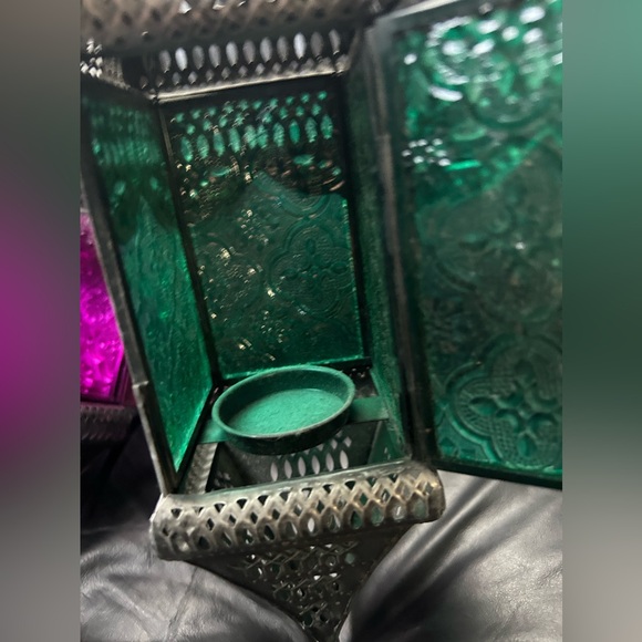VINTAGE silver SUNBURST tealight LANTERNS Moroccan Indian garden inside - Picture 2 of 5